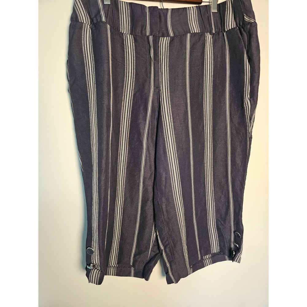 Nautical Lane Bryant The Laney Capri Pants Womens 18 Blue Striped Linen Blend